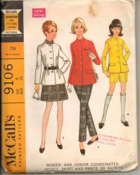 9106 1967 LONG BUTTON JACKET, SKIRT, SHORTS, PANTS PATTERN 12 34